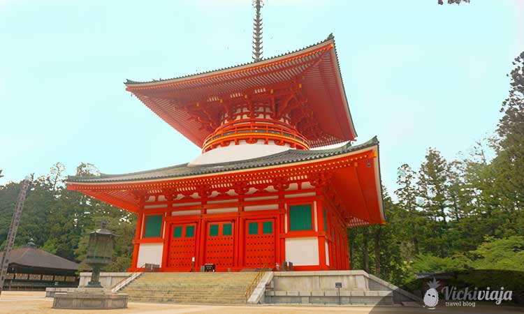 Red temple in Koyasan, Japan