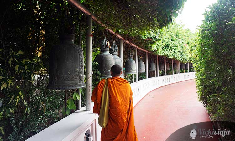 Wat Saket, Golden Mount, Mönch, Bangkok, Thailand, Glocken