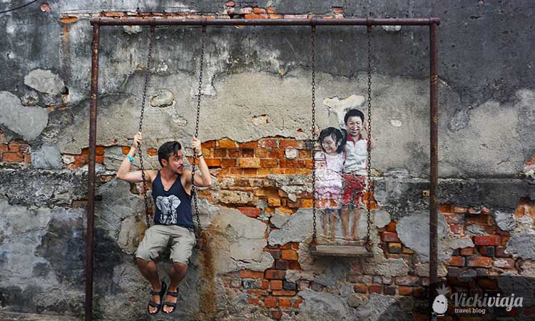 Penang, George Town, Streetart, Painting, swing