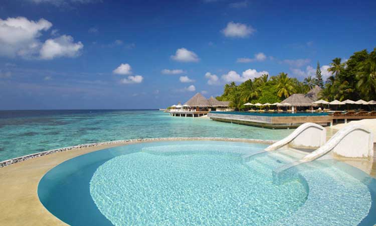 huvafen fushi, maldives, beach, pool