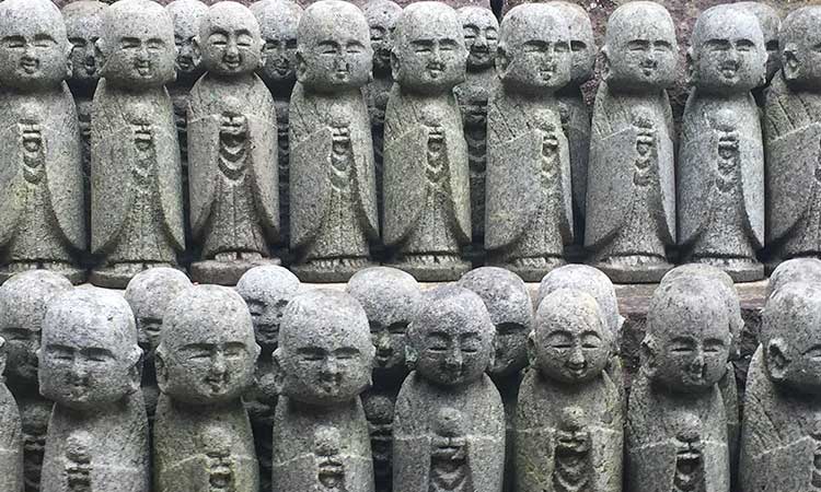 Statues found in temples in Kamakura, Tokyo