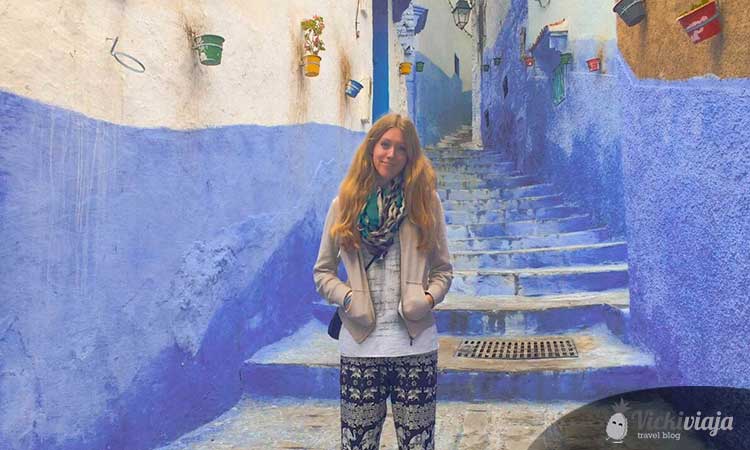 Blue and white street in Chefchaouen, Rif Mountains, Morocco