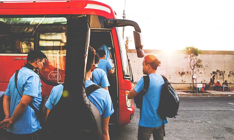 entering the travel bus, bus travel tips