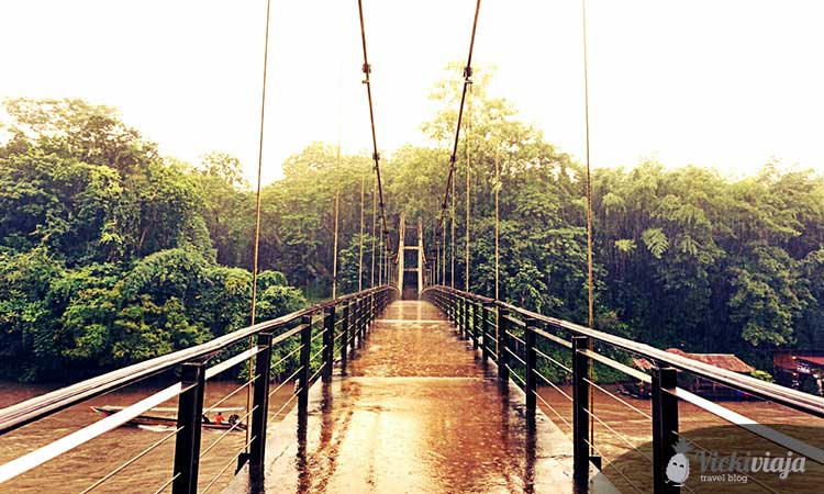 Bridge in the Sai Yok National Park in Thailand, rain