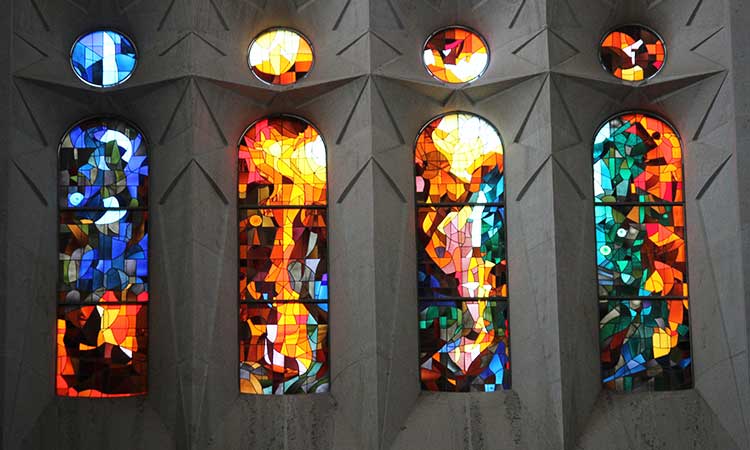 Sagrada Família, windows, glass mosaic, colorful, Barcelona