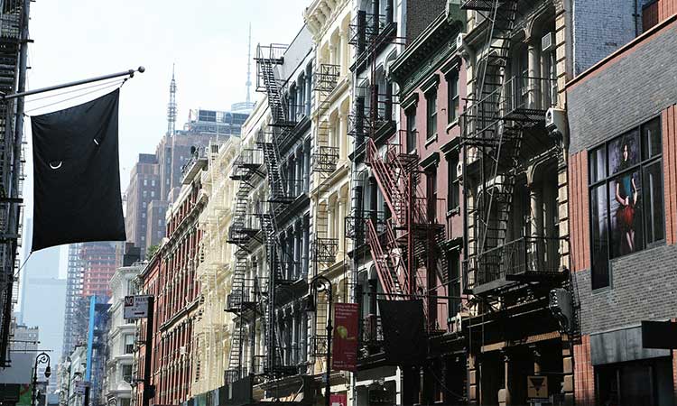 SoHo Neighborhood in New York, Manhattan, row of houses