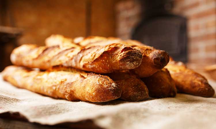 Fresh bread, baguette in paris