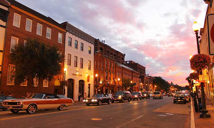 Georgetown, neighborhood in Washington DC, sunset