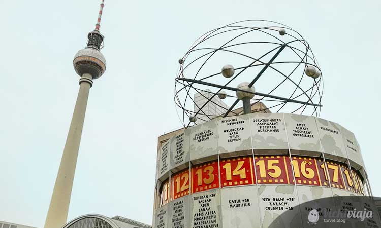 Alexanderplatz, Berlin, TV tower and world clock