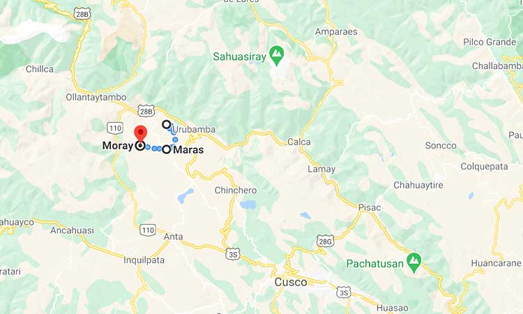 Maras and Moray Peru Map